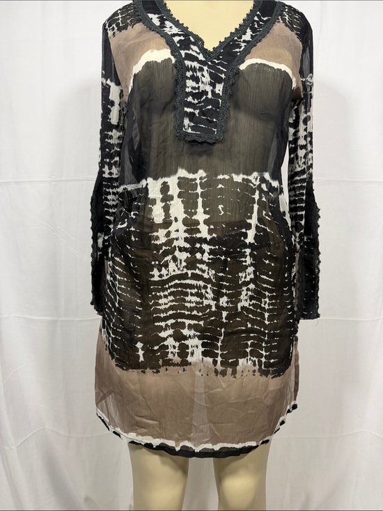 Dresses & Skirts - Sheer Tie-Dye Tunic Dress in Black, White & Taupe